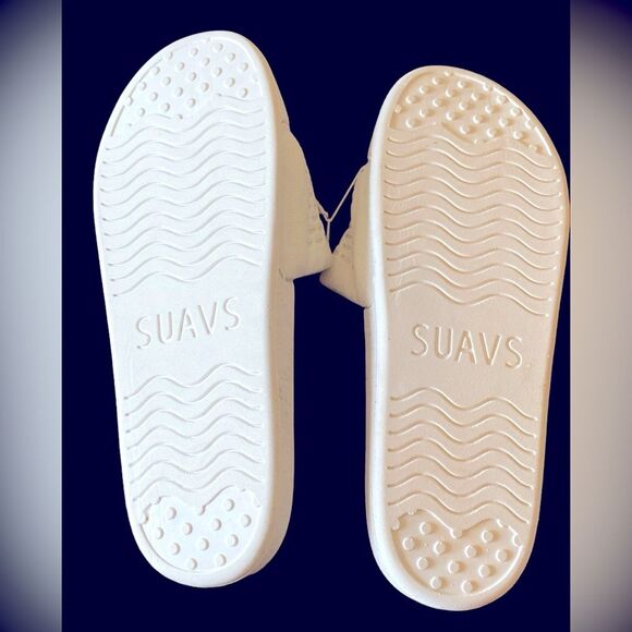 Mens Suavs The Eddy Slide flip flops Jet sand White NWOT men’s size 11 beachwear - Picture 6 of 7